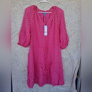 Theplus Door  Pink Dress with White Dots